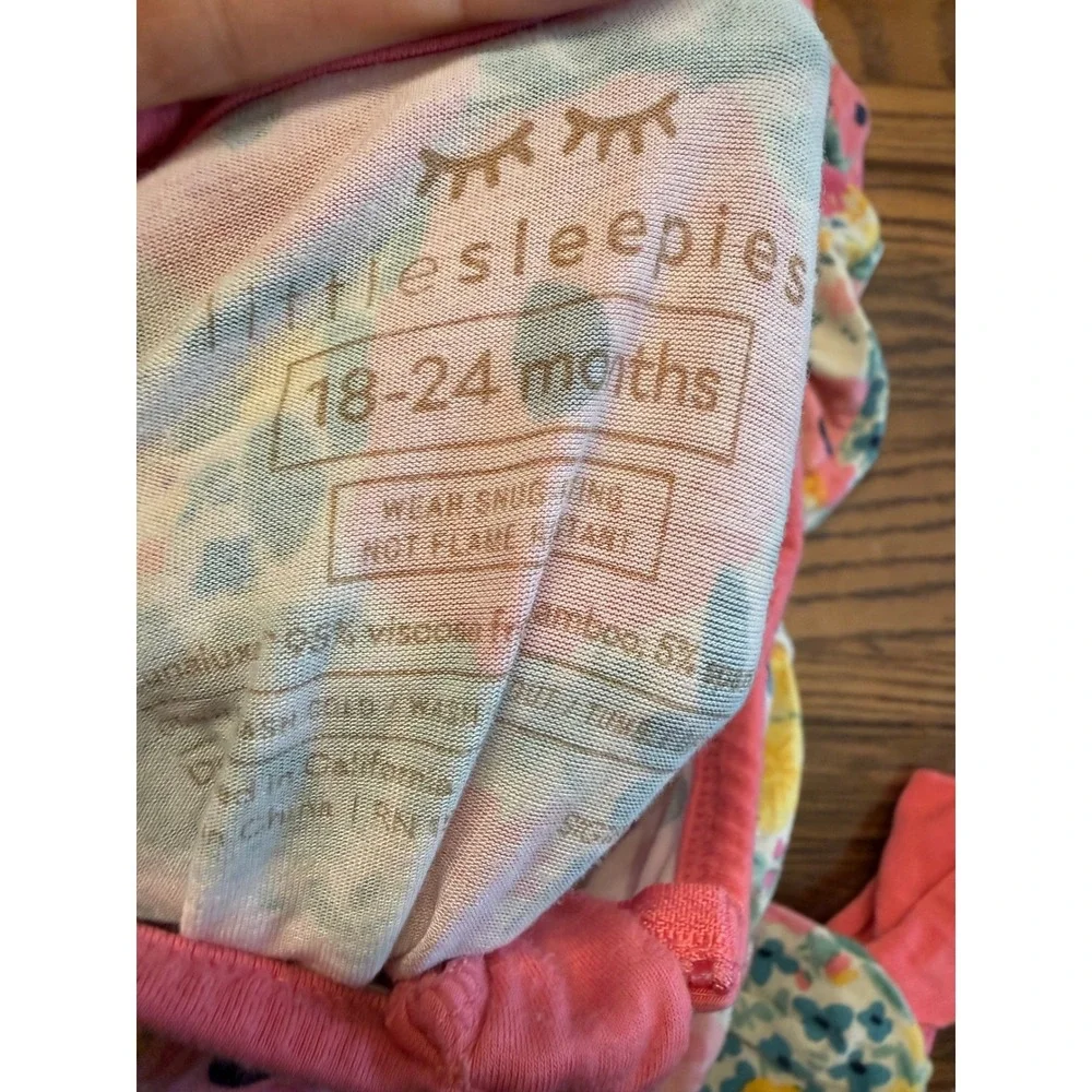 Little Sleepies Zippy Pajamas Kids 18-24 Months Pink Floral Bamboo Romper